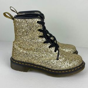 Dr. Martens Doc 1460 FARRAH Gold Glitter Women's US Size 9 Leather Boots